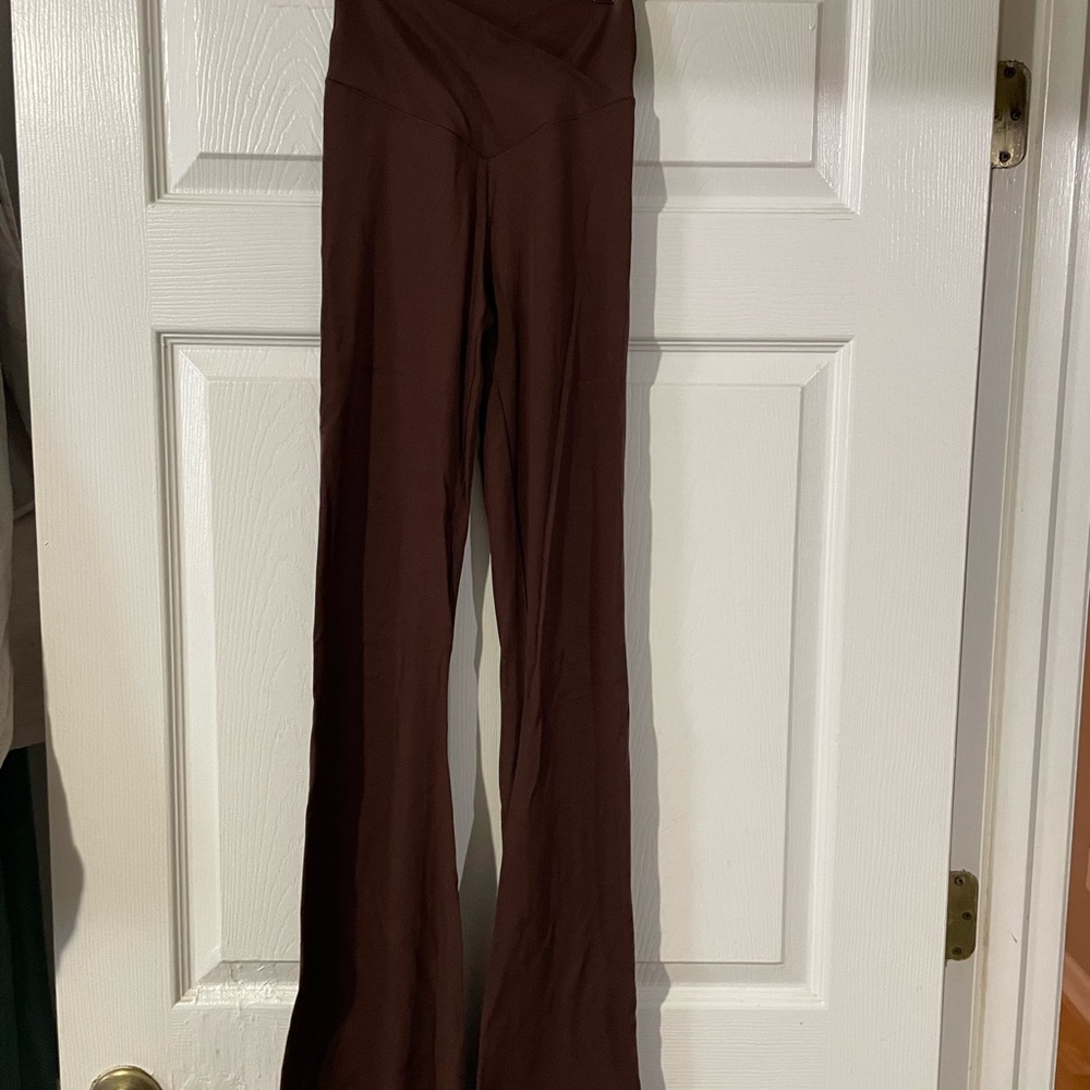 aerie Offline Crossover Flare Yoga Pants in Brown